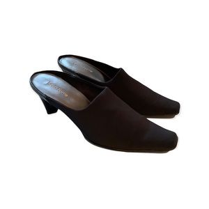 Liz Claiborne Black Square Pointed Toe Mule Heels 8